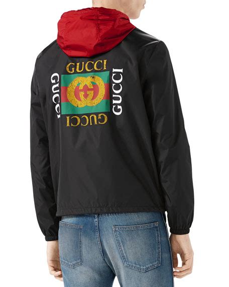 gucci nylon logo jacket black.